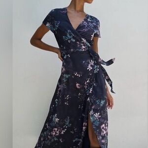 Babaton Slip Wrap Maxi Dress – Pure Indigo / Gem Green – Size XS